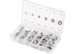 Набор гаек М4 М5 М6 М8 М10 М12 самоконтрящиеся с нейлоновой вставкой 146 предметов СИБРТЕХ 47613