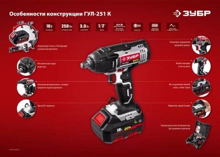 Ударный гайковерт аккумуляторный ГУЛ-251 К серия СТАНДАРТ купить в Урае