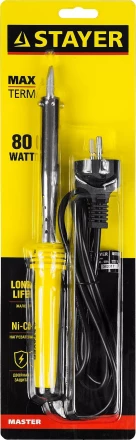 Паяльник STAYER &quot;MASTER&quot; с пластмассовой рукояткой и долговечным жалом, 80 Вт, клин 55305-80 купить в Урае