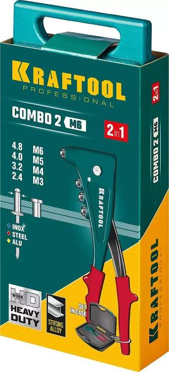 Комбинированные заклепочники, KRAFTOOL Combo2-M6 31180 31180 купить в Урае