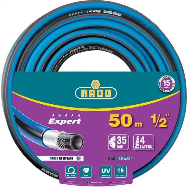 Шланг RACO "EXPERT" поливочный, 30атм., армированный, 3-х слойный, 1/2"x50м 40302-1/2-50 купить в Урае