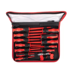 Набор диэлектрических отверток КВТ VDE НИО-15, профиль SL, PH, PZ, PZ/FL и ключи для электрошкафов, 15 предметов (103015)