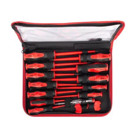 Набор диэлектрических отверток КВТ VDE НИО-15, профиль SL, PH, PZ, PZ/FL и ключи для электрошкафов, 15 предметов (103015) купить в Урае