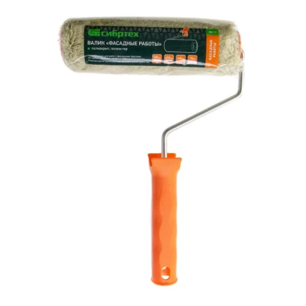 Валик &quot;Фасадные работы&quot;, 180 мм, ворс 18 мм, D 36 мм, D ручки - 6 мм, полиакрил,полиэстер Сибртех 80217 купить в Урае
