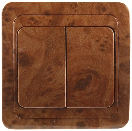 Выключатель СВЕТОЗАР &quot;ГАММА&quot; двухклавишный, цвет орех, 10A/~250B SV-54134-N купить в Урае