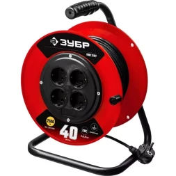 Удлинитель на катушке "ПВС 307", 40 м, 2500 Вт, 4 гнезда, ПВС 3х0,75 кв мм, ЗУБР 55083-40