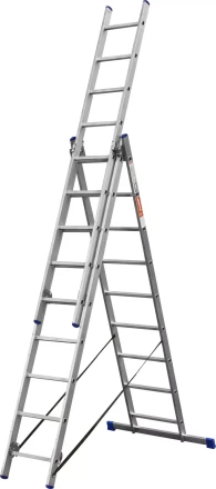Лестница ЗУБР универсальная, трехсекционная со стабилизатором, 9 ступеней 38831-09 купить в Урае