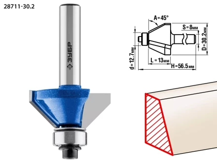 ЗУБР 30.2 x 13 мм, фреза кромочная калевочная (фасочная) №9, Профессионал (28711-30.2) купить в Урае