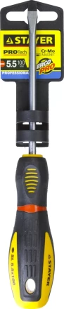 Отвертка STAYER &quot;PROFI&quot; &quot;PROTech&quot;, двухкомп рукоятка, намагниченная, Cr-Mo, SL5,5x100мм 25131-05-10_z02 купить в Урае