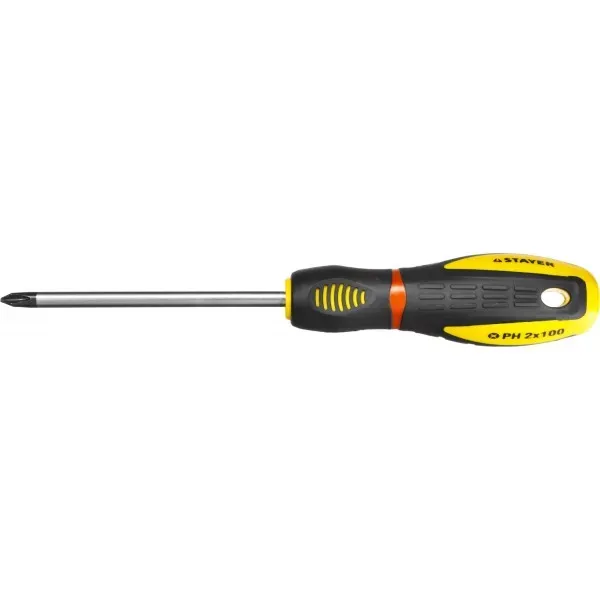 Отвертка STAYER "PROFI" "PROTech", двухкомп рукоятка, намагниченная, Cr-Mo, PH2x100мм 25132-2-10_z02 купить в Урае