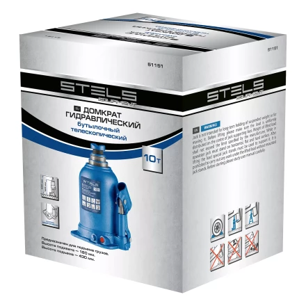 Домкрат гидравлический бутылочный телескопический Stels 51151, 10 т, подъем 180-430 мм купить в Урае