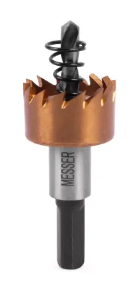 HSS-TiN коронка MESSER 20мм с центр. сверлом и толкающей пружиной для лист. материала до 2 мм ц/х