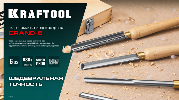 Набор профессиональных токарных резцов по дереву KRAFTOOL 18368 купить в Урае