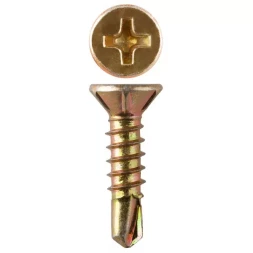 Саморезы ЗУБР "МАСТЕР" со сверлом для оконного профиля, жёлтопассивированные, 3.9x25мм, 8000шт 4-300230-39-025