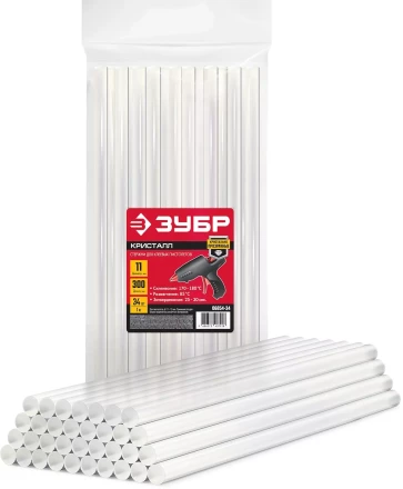 ЗУБР 11 х 300 мм, 34 шт, прозрачные универсальные клеевые стержни (06854-34) купить в Урае