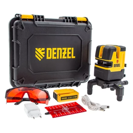Лазерный уровень LX 05 Red, 20 м, 635 нм, аккумулятор Li 5200 mAh, резьба 5/8&quot; Denzel 35071 купить в Урае