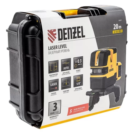 Лазерный уровень LX 05 Red, 20 м, 635 нм, аккумулятор Li 5200 mAh, резьба 5/8&quot; Denzel 35071 купить в Урае